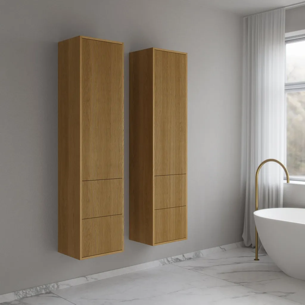 Noorwork NHC4317 - 40x35x170 cm, Cabinet with 2 drawers in Natural Oak 