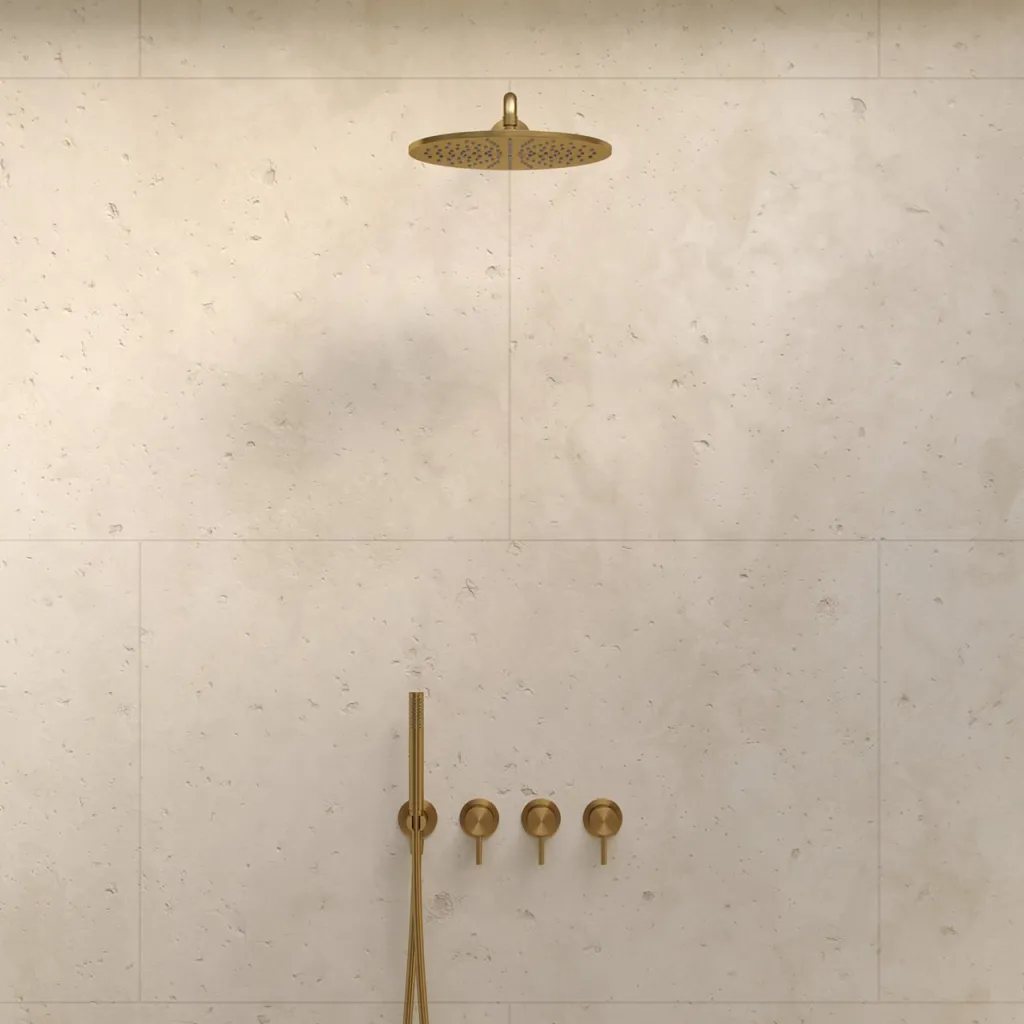 Semplice STB801 S07 - Rain DeLux SmartTerm Ø30 cm EasyClean, Wall, PVD Brushed Brass