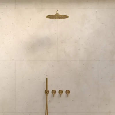 Semplice STB801 S07 - Rain DeLux SmartTerm Ø30 cm EasyClean, Wall, PVD Brushed Brass