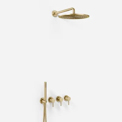 Semplice STB801 S07 - Rain DeLux SmartTerm Ø30 cm EasyClean, Wall, PVD Brushed Brass