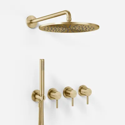 Semplice STB801 S07 - Rain DeLux SmartTerm Ø30 cm EasyClean, Wall, PVD Brushed Brass