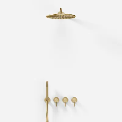 Semplice STB801 S07 - Rain DeLux SmartTerm Ø30 cm EasyClean, Wall, PVD Brushed Brass