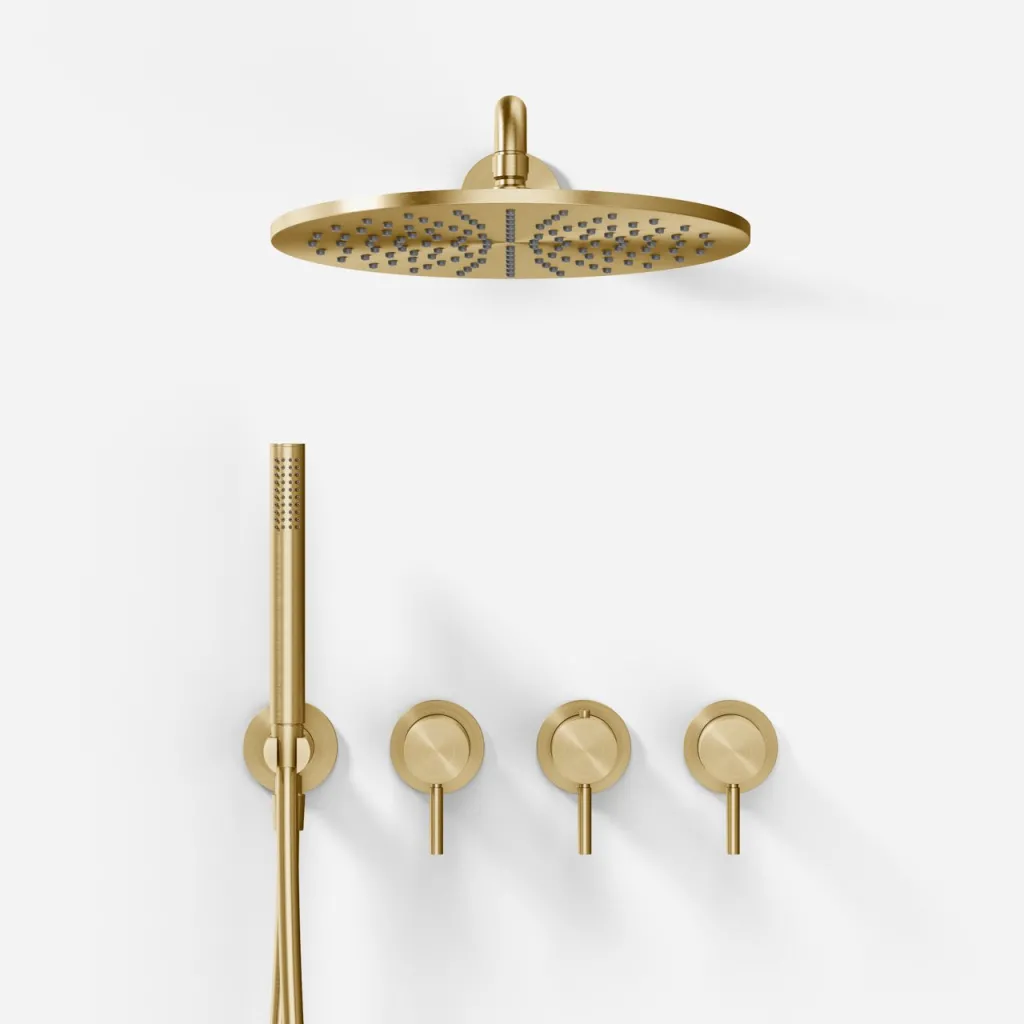 Semplice STB801 S07 - Rain DeLux SmartTerm Ø30 cm EasyClean, Wall, PVD Brushed Brass