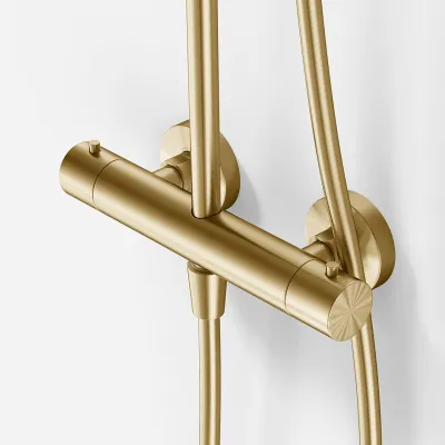 Semplice SRL10 S02 - Thermostat set, XXL Rain DeLux Ø28 w/EasyClean, PVD Brushed Brass