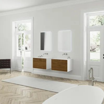 Copenhagen Chic 80 - Bathroom furniture MKII, Glacier White Corian® w/American Walnut