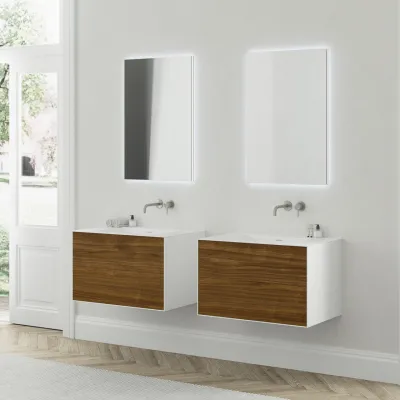Copenhagen Chic 80 - Bathroom furniture MKII, Glacier White Corian® w/American Walnut