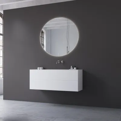 Copenhagen Chic 120 - MKII, Cabinet, 2 drawers, sink & body in Glacier White Corian® and fronts in Matt white