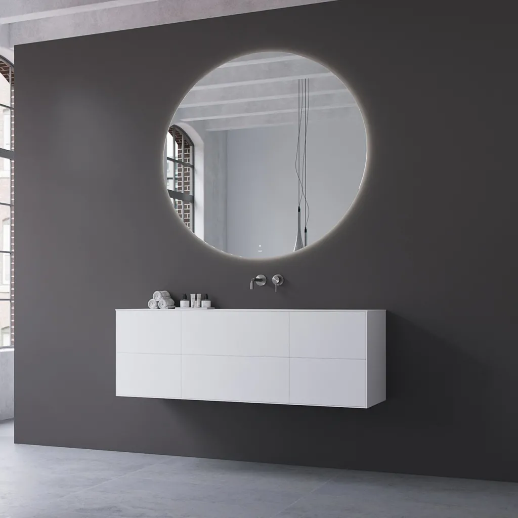 Copenhagen Chic 140 - MKII, Cabinet, 6 drawers, sink & body in Glacier White Corian® and fronts in Matt white