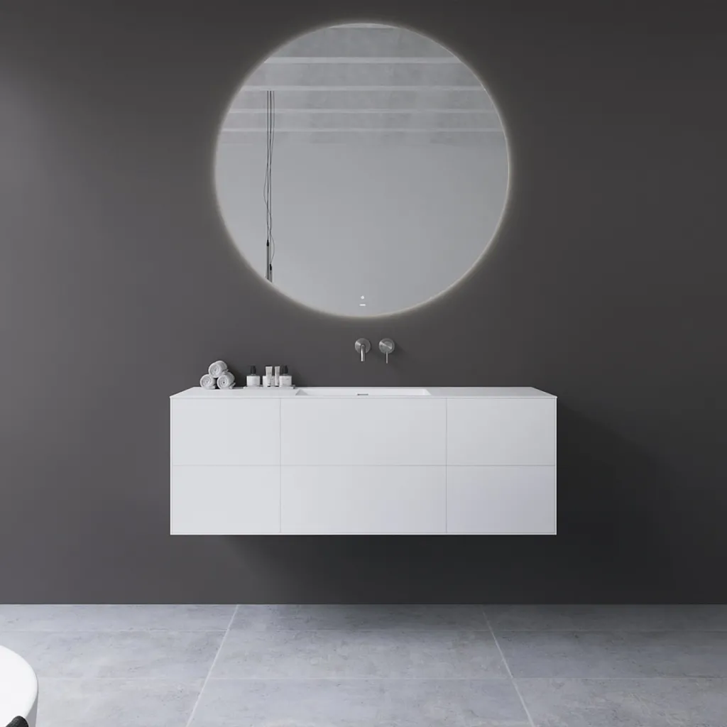 Copenhagen Chic 140 - MKII, Cabinet, 6 drawers, sink & body in Glacier White Corian® and fronts in Matt white