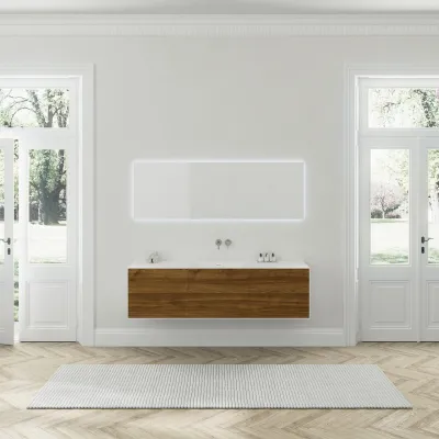 Copenhagen Chic 180 - MKII Cabinet, 6 drawers, sink & body in Glacier White Corian® w/American Walnut