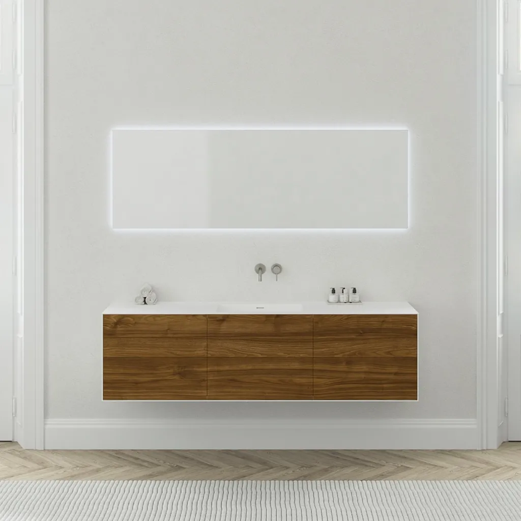 Copenhagen Chic 180 - MKII Cabinet, 6 drawers, sink & body in Glacier White Corian® w/American Walnut