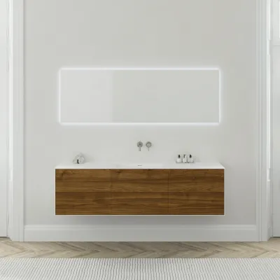 Copenhagen Chic 180 - MKII Cabinet, 6 drawers, sink & body in Glacier White Corian® w/American Walnut