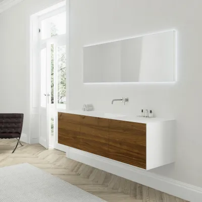 Copenhagen Chic 180 - MKII Cabinet, 6 drawers, sink & body in Glacier White Corian® w/American Walnut