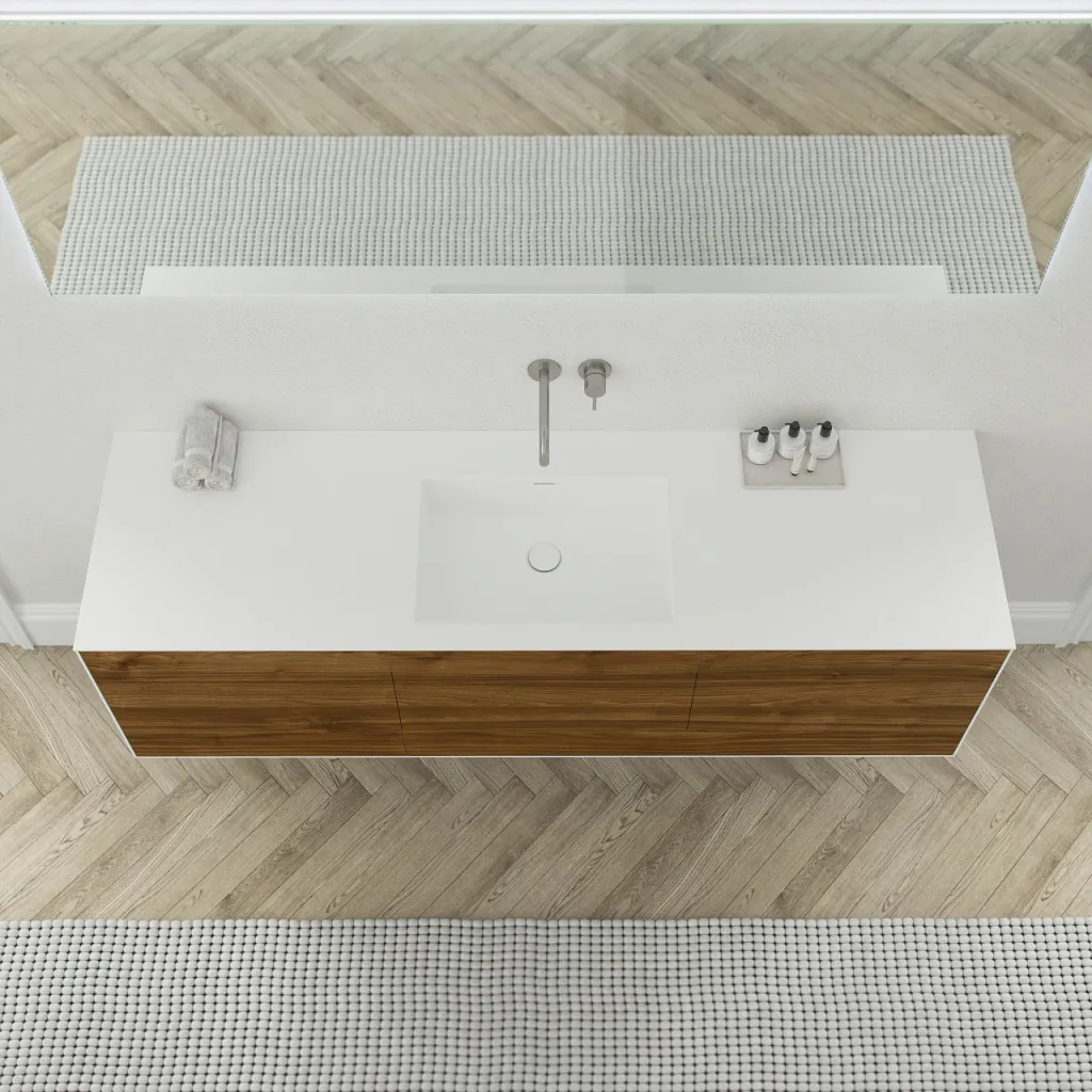 Copenhagen Chic 180 - MKII Cabinet, 6 drawers, sink & body in Glacier White Corian® w/American Walnut