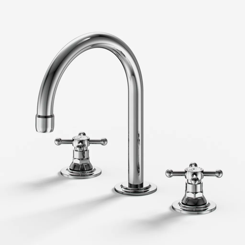 Hassel&Teudt HHV605 S01 - 3-hole Kitchen mixer w/ Ø150 swivel spout, Chrome