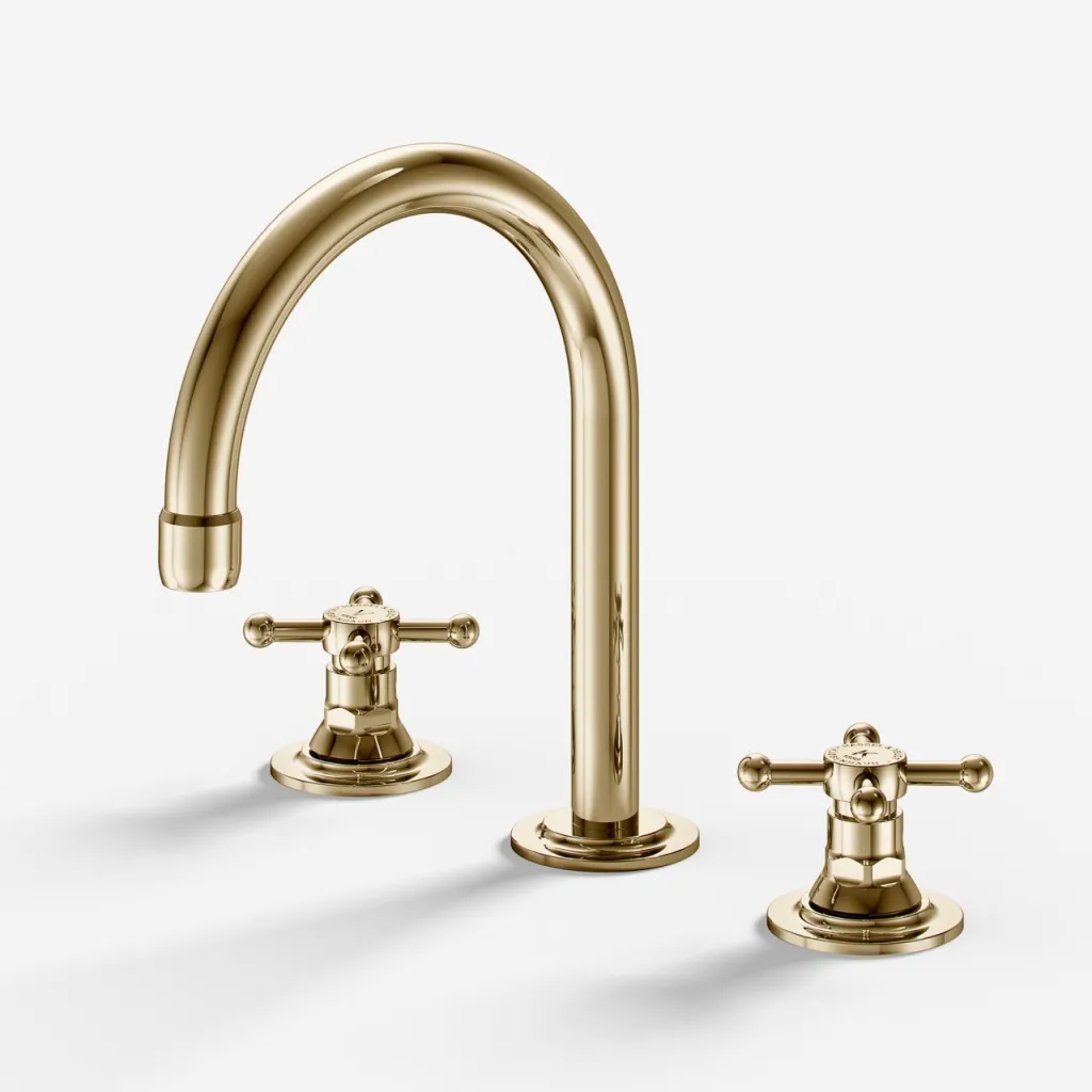 Hassel&Teudt HHV605 S01 - 3-hole Kitchen Mixer w/ Ø150 swivel spout, Polished Brass Natural