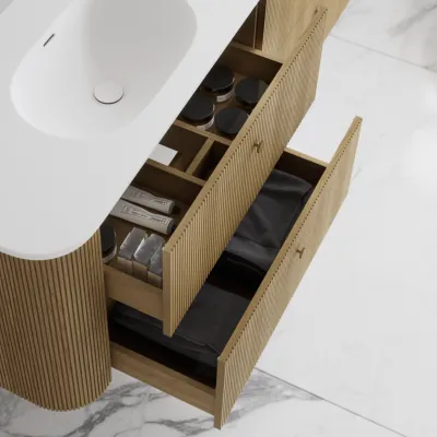 Noorwork 160D - Cabinetry in Natural Oak including Matt white Corian® sink top