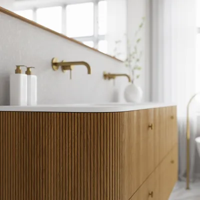 Noorwork 160D - Cabinetry in Natural Oak including Matt white Corian® sink top
