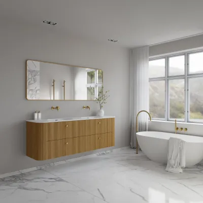 Noorwork 180D - Cabinetry in Natural Oak including Matt white Corian® sink top