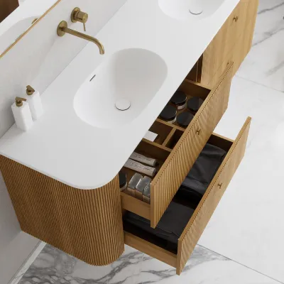 Noorwork 180D - Cabinetry in Natural Oak including Matt white Corian® sink top
