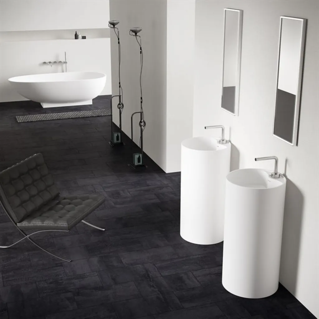 Space 45 - Ø45xh90 Pedestal sink, Matt White SolidTec®