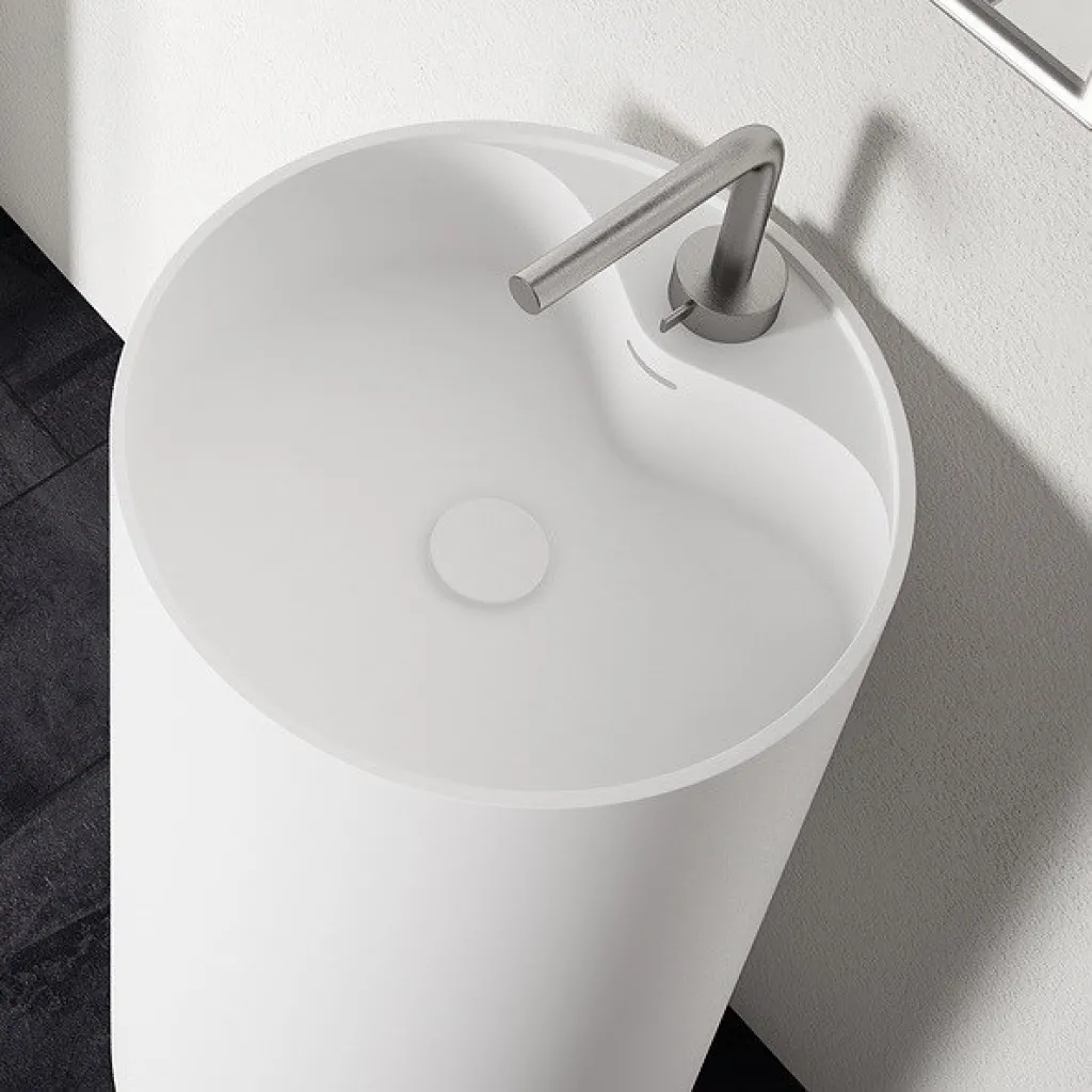 Space 45 - Ø45xh90 Pedestal sink, Matt White SolidTec®