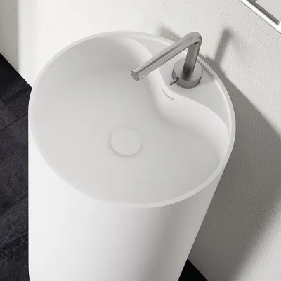 Space 45 - Ø45xh90 Pedestal sink, Matt White SolidTec®