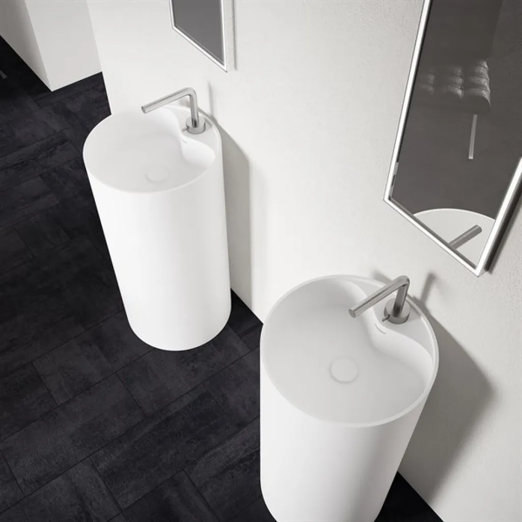 Space 45 - Ø45xh90 Pedestal sink, Matt White SolidTec®