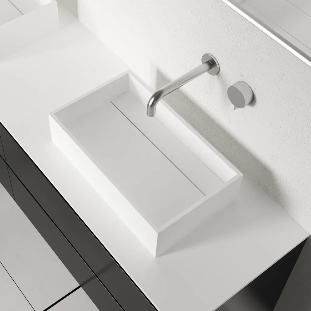 Plano 50 - 50x30 Washbasin, Matt white SolidTec®