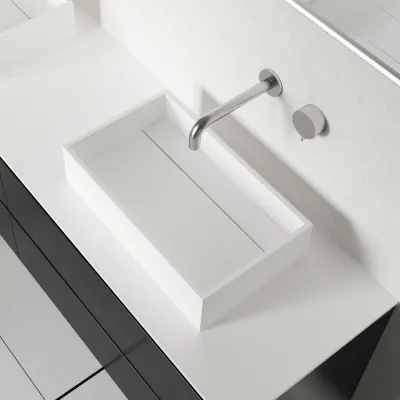 Plano 50 - 50x30 Washbasin, Matt white SolidTec®