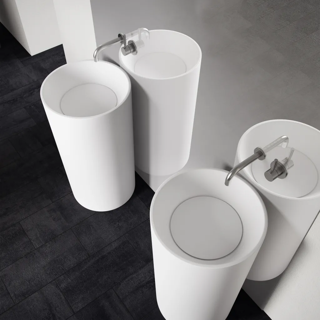 Pulcher Zilo - 90hxØ49 Pedestal sink, Matt white SolidTec®