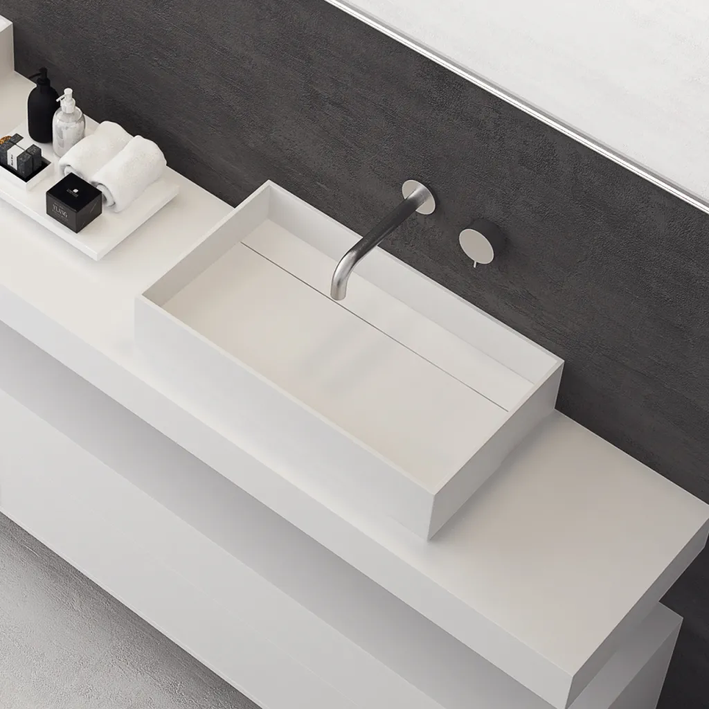 Plano 60 - 60x35 Washbasin, Matt white SolidTec®