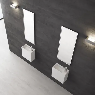 Block 40L - 40x20 cm, Sink on the left Matt White SolidTec®