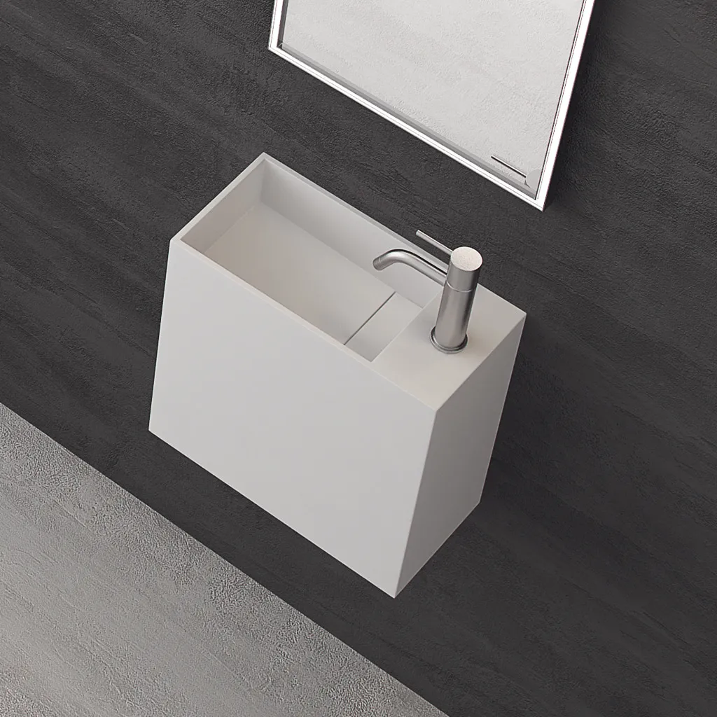 Block 40L - 40x20 cm, Sink on the left Matt White SolidTec®