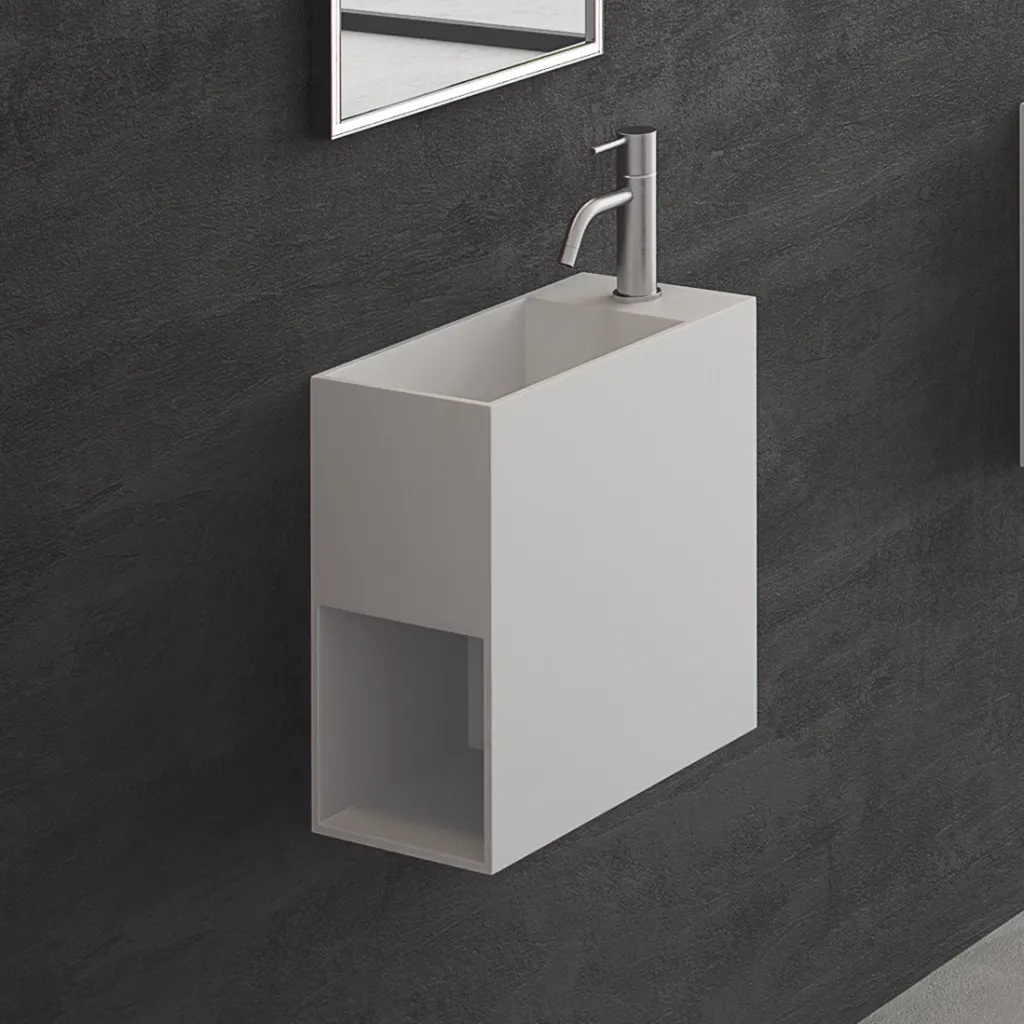 Block 40L - 40x20 cm, Sink on the left Matt White SolidTec®