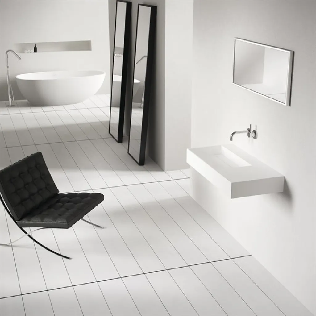 Kubo 90L - 90x40 Washbasin, Matt white SolidTec®