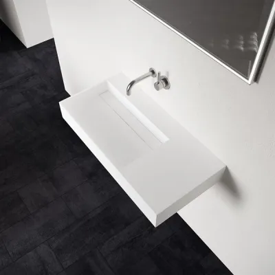 Kubo 90L - 90x40 Washbasin, Matt white SolidTec®