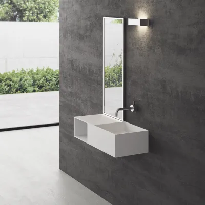 Boxo 80R - 80x35 Sink on the right, Matt White SolidTec®