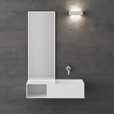 Boxo 80R - 80x35 Sink on the right, Matt White SolidTec®