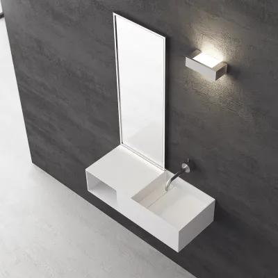 Boxo 80R - 80x35 Sink on the right, Matt White SolidTec®