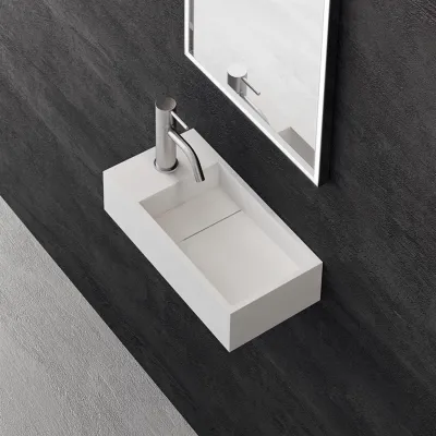 Kubo Mini 40R - 40x20, Sink on the right, Matte White SolidTec®
