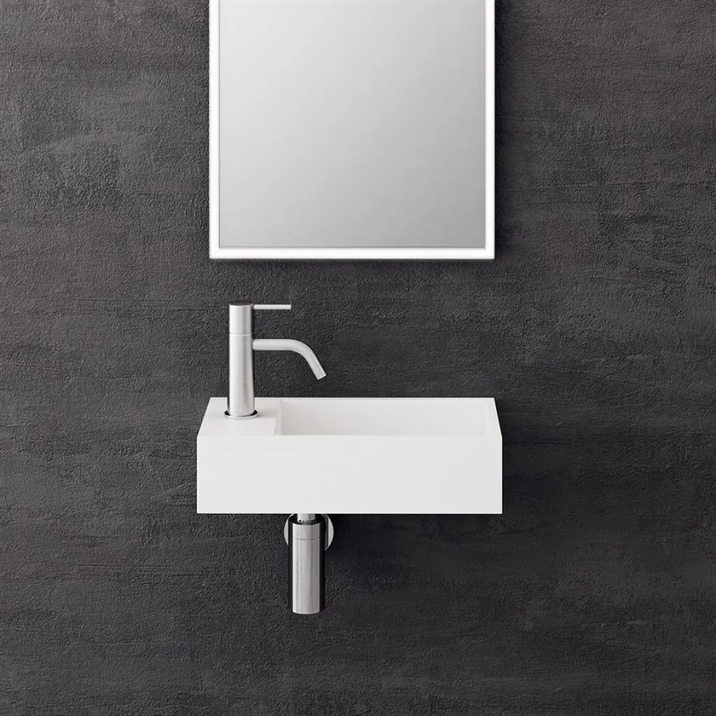 Kubo Mini 40R - 40x20, Sink on the right, Matte White SolidTec®