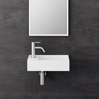 Kubo Mini 40R - 40x20, Sink on the right, Matte White SolidTec®