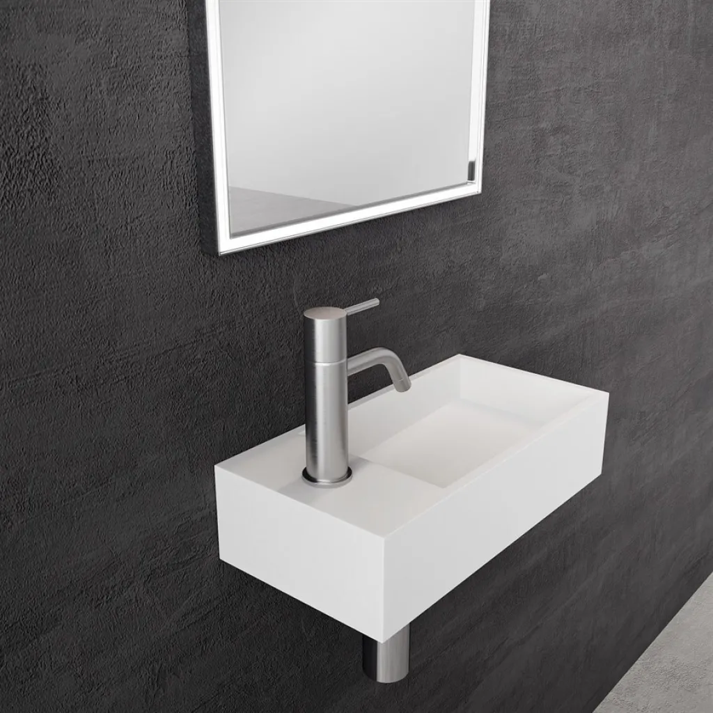Kubo Mini 40R - 40x20, Sink on the right, Matte White SolidTec®