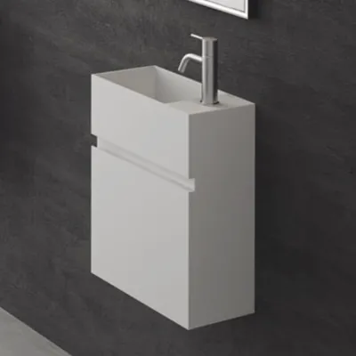 Compact 02L - Laundry cabinet 40x20, Matt White SolidTec®