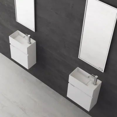 Compact 02L - Laundry cabinet 40x20, Matt White SolidTec®