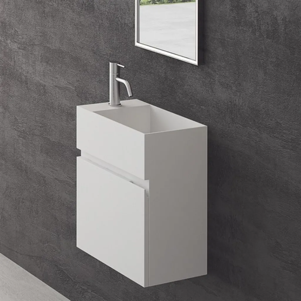 Compact 03R - Washbasin cabinet 45x25, Matt White SolidTec®