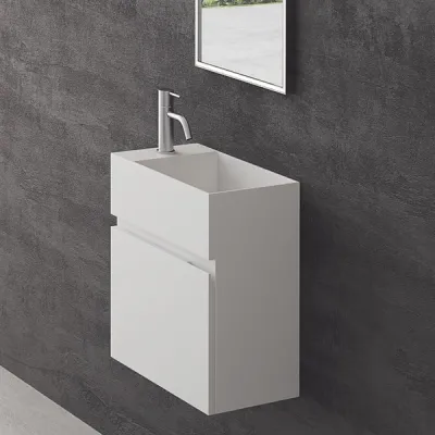 Compact 03R - Washbasin cabinet 45x25, Matt White SolidTec®