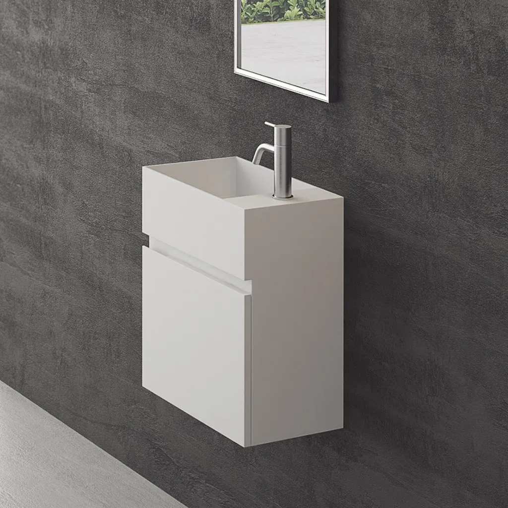 Compact 03L - Washbasin cabinet 45x25, Matt White SolidTec®