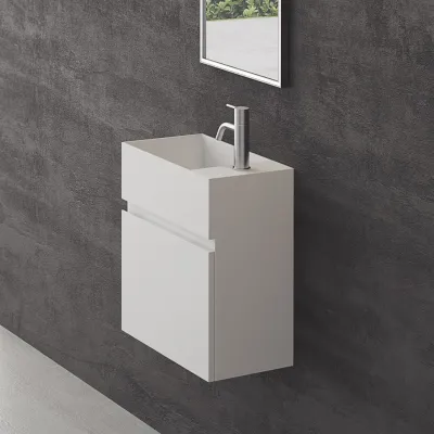 Compact 03L - Washbasin cabinet 45x25, Matt White SolidTec®